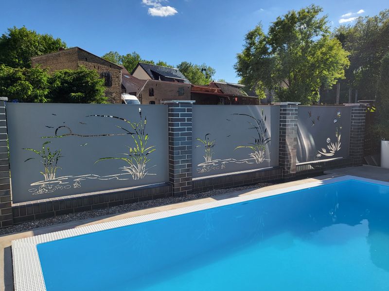 Motiv Sicht Schutz Elemente aus pulverbeschichteten Aluminium für Ihren Pool Außenbereich 1 6 5